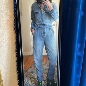 Free People Denim Utility Jumpsuit size 26